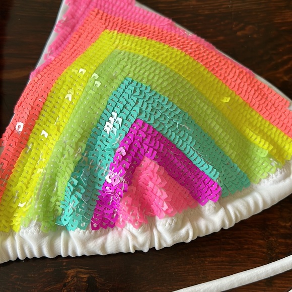 Victoria's Secret sequin rainbow chevron bikini top size Small - Picture 2 of 7